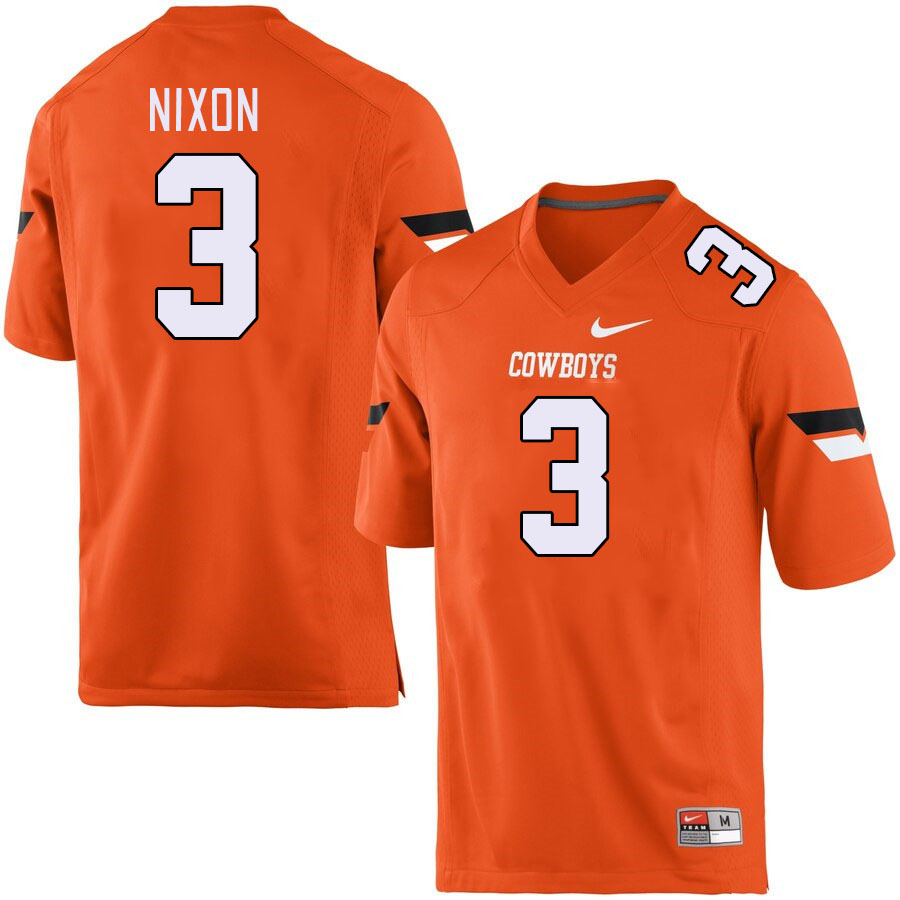 Men #3 Jaden Nixon Oklahoma State Cowboys College Football Jerseys Stitched-Orange - Click Image to Close